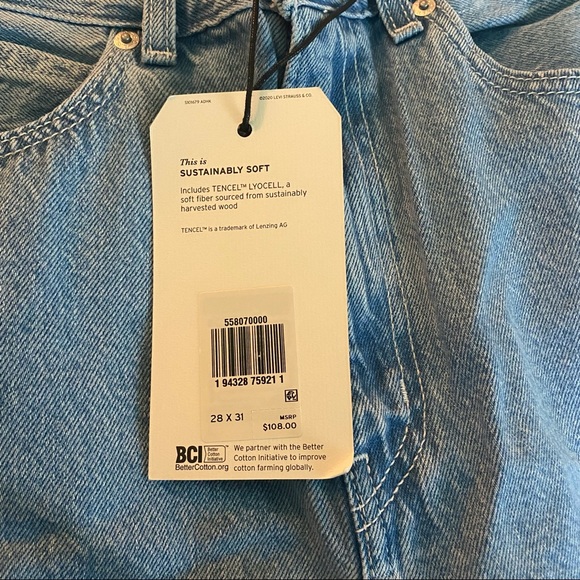 Leviβs High Loose Cargo Jeans NWT Size 28 - Picture 15 of 16